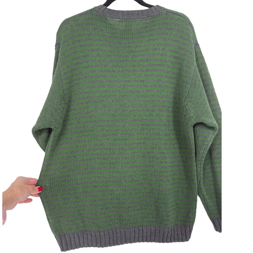 Eddie Bauer Mens Striped Long‎ Sleeve Crew Neck Cotton Sweater Size Medium Green - Picture 7 of 12